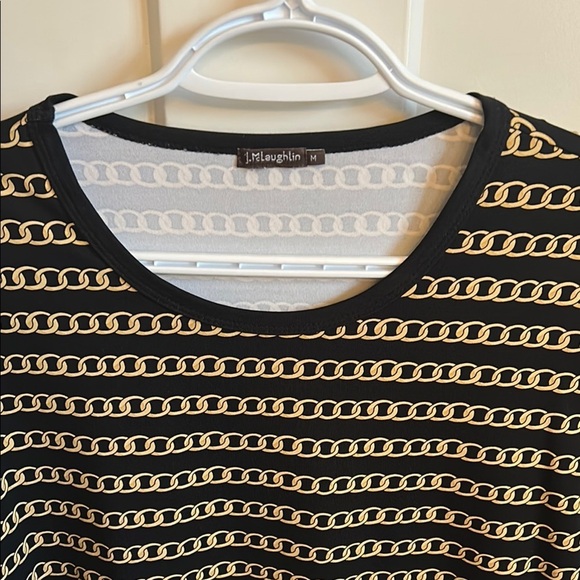 J. McLaughlin Luxe Black & Gold Chain top with 3/4 Sleeves, size M - Picture 3 of 6